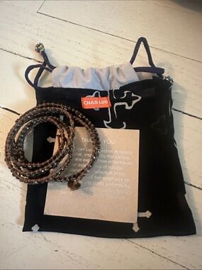 Chan Luu Brown Wrap Bracelet with Smoky Beads